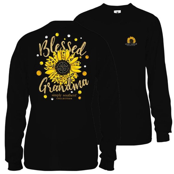 Simply Southern Blessed Grandma Sunflower LS Tee - Picture 1 of 4
